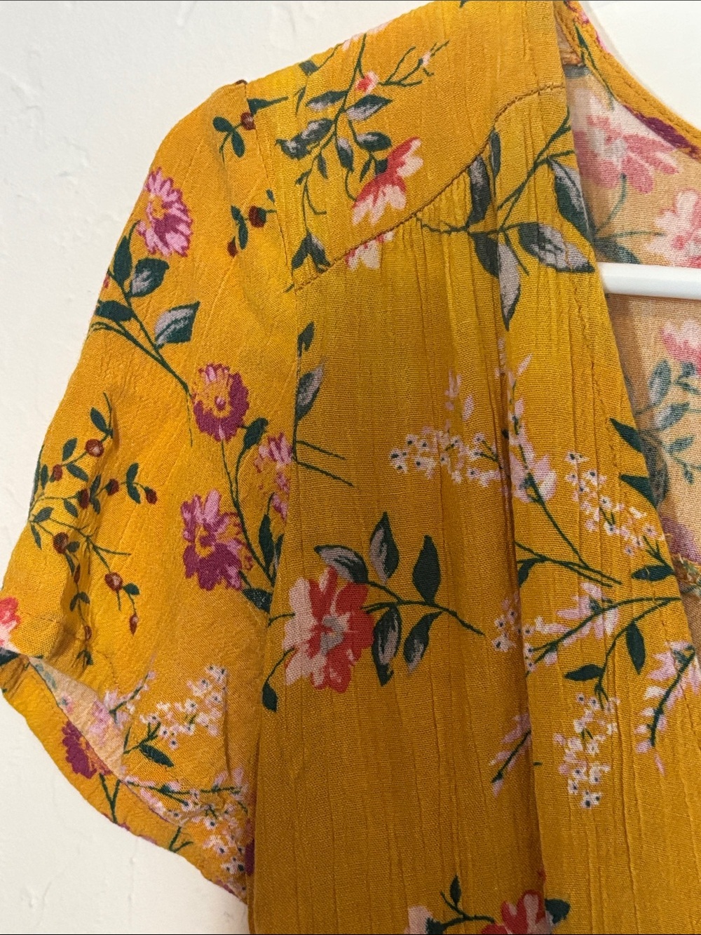Floral V-Neck Midi Dress in Mustard Floral - Picture 3 of 5